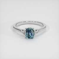 0.99 Ct. Greenish Blue Sapphire Ring, 10K White Gold 1