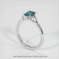0.99 Ct. Greenish Blue Sapphire Ring, 10K White Gold 2