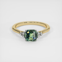 1.61 Ct. Bluish Green Sapphire Ring, 18K White & Yellow 1