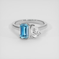 1.96 Ct. Blue Zircon Ring, Platinum 950 1