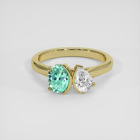0.58 Ct. Emerald Ring, 18K Yellow Gold 1