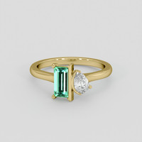 0.51 Ct. Emerald Ring, 18K Yellow Gold 1