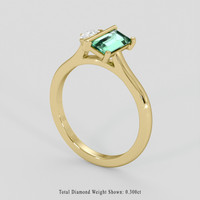 0.51 Ct. Emerald Ring, 18K Yellow Gold 2