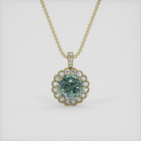 1.81 Ct. Bluish Green Sapphire Pendant, 10K Yellow Gold 1