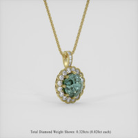 1.81 Ct. Bluish Green Sapphire Pendant, 18K Yellow Gold 2