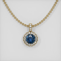 0.55 Ct. Blue Sapphire Pendant, 18K Yellow Gold 1
