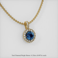 0.55 Ct. Blue Sapphire Pendant, 18K Yellow Gold 2
