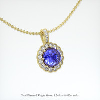 1.13 Ct. Purplish Blue Sapphire Pendant, 18K Yellow Gold 2