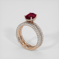 4.00 Ct. Purplish Red Ruby Ring, 14K Rose Gold 2