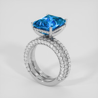 7.72 Ct. Swiss Blue Topaz Ring, 10K White Gold 2