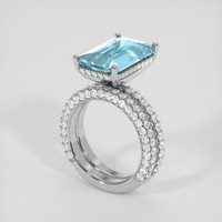 4.98 Ct. Blue Aquamarine Ring, 14K White Gold 2