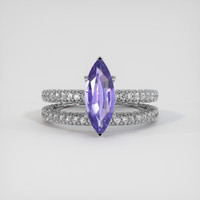 1.72 Ct. Purple Sapphire Ring, 18K White Gold 1
