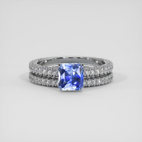 1.60 Ct. Blue Sapphire Ring, 18K White Gold 1