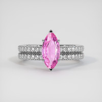 2.42 Ct. Pink Sapphire Ring, 18K White Gold 1