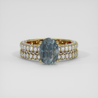 3.35 Ct. Greyish Blue Sapphire Ring, 14K Yellow Gold 1