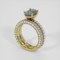3.35 Ct. Greyish Blue Sapphire Ring, 14K Yellow Gold 2