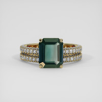 3.97 Ct. Bluish Green Sapphire Ring, 18K Yellow Gold 1