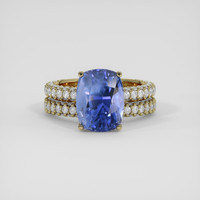7.04 Ct. Purplish Blue Sapphire Ring, 18K Yellow Gold 1