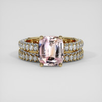 3.41 Ct. Peach Sapphire Ring, 18K Yellow Gold 1