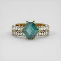 2.42 Ct. Greenish Blue Sapphire Ring, 18K Yellow Gold 1