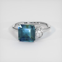 4.08 Ct. Greenish Blue Sapphire Ring, Platinum 950 1