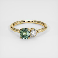 0.90 Ct. Bluish Green Sapphire Ring, 14K Yellow Gold 1