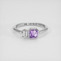 0.78 Ct. Pinkish Purple Sapphire Ring, Silver 1
