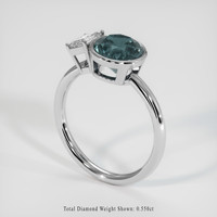 3.43 Ct. Greenish Blue Sapphire Ring, 18K White Gold 2