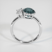 3.43 Ct. Greenish Blue Sapphire Ring, 18K White Gold 3