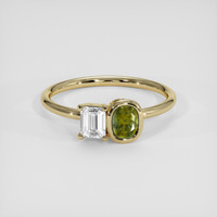 0.61 Ct. Greenish Yellow Sapphire Ring, 14K Yellow Gold 1