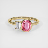 1.02 Ct. Padparadscha Sapphire Ring, 18K Yellow Gold 1