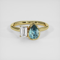 1.23 Ct. Greenish Blue Sapphire Ring, 18K Yellow Gold 1