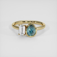 0.93 Ct. Greenish Blue Sapphire Ring, 18K Yellow Gold 1