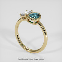 0.93 Ct. Greenish Blue Sapphire Ring, 18K Yellow Gold 2