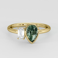 0.93 Ct. Green Sapphire Ring, 18K Yellow Gold 1