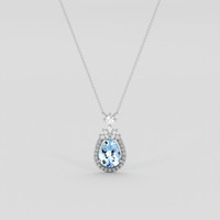 1.50 Ct. Blue Aquamarine Pendant, 14K White Gold 1