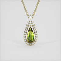 3.87 Ct. Yellowish Green Sapphire Pendant, 14K Yellow Gold 1