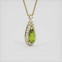 3.87 Ct. Yellowish Green Sapphire Pendant, 14K Yellow Gold 2
