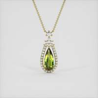3.87 Ct. Yellowish Green Sapphire Pendant, 18K Yellow Gold 1