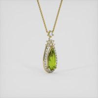 3.87 Ct. Yellowish Green Sapphire Pendant, 18K Yellow Gold 2