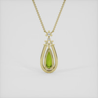 3.87 Ct. Yellowish Green Sapphire Pendant, 18K Yellow Gold 4