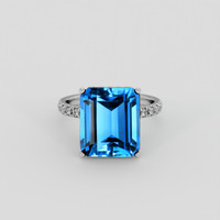 7.72 Ct. Swiss Blue Topaz Ring, Platinum 950 1