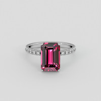 3.39 Ct. Reddish Pink Garnet Ring, 14K White Gold 1