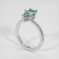 2.19 Ct. Greenish Blue Sapphire Ring, 18K White Gold 2