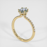 1.19 Ct. Bluish Green Sapphire Ring, 14K Yellow Gold 2