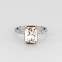 4.16 Ct. Peach Sapphire Ring, 14K Yellow & White 1