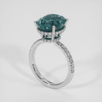 6.96 Ct. Bluish Green Sapphire Ring, Platinum 950 2