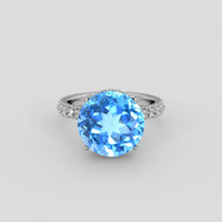 9.22 Ct. Swiss Blue Topaz Ring, 10K White Gold 1