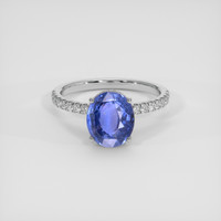 3.64 Ct. Blue Sapphire Ring, 14K White Gold 1