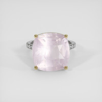 10.56 Ct. Purplish Pink Rose Quartz Ring, 14K Yellow & White 1